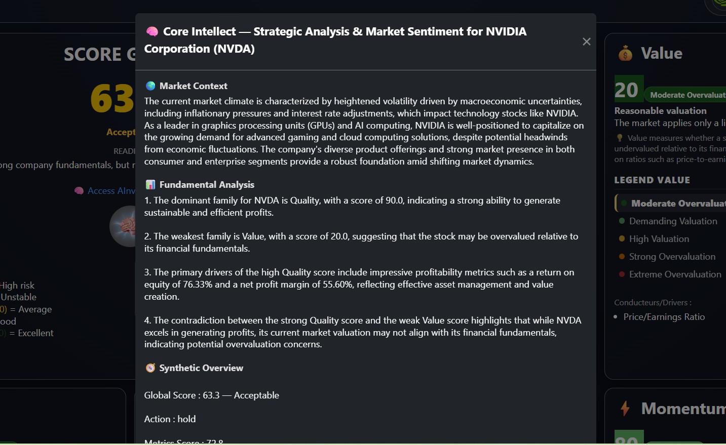 Core Intellect for explainable financial synthesis